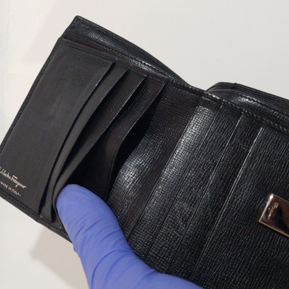 Salvatore Ferragamo Canvas & Black Leather Coin Wallet – Gancini Clip | Luxury - Picture 14 of 15